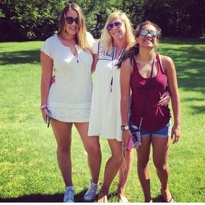 Anthropologie Kopal White Embroidered Mini Dress L